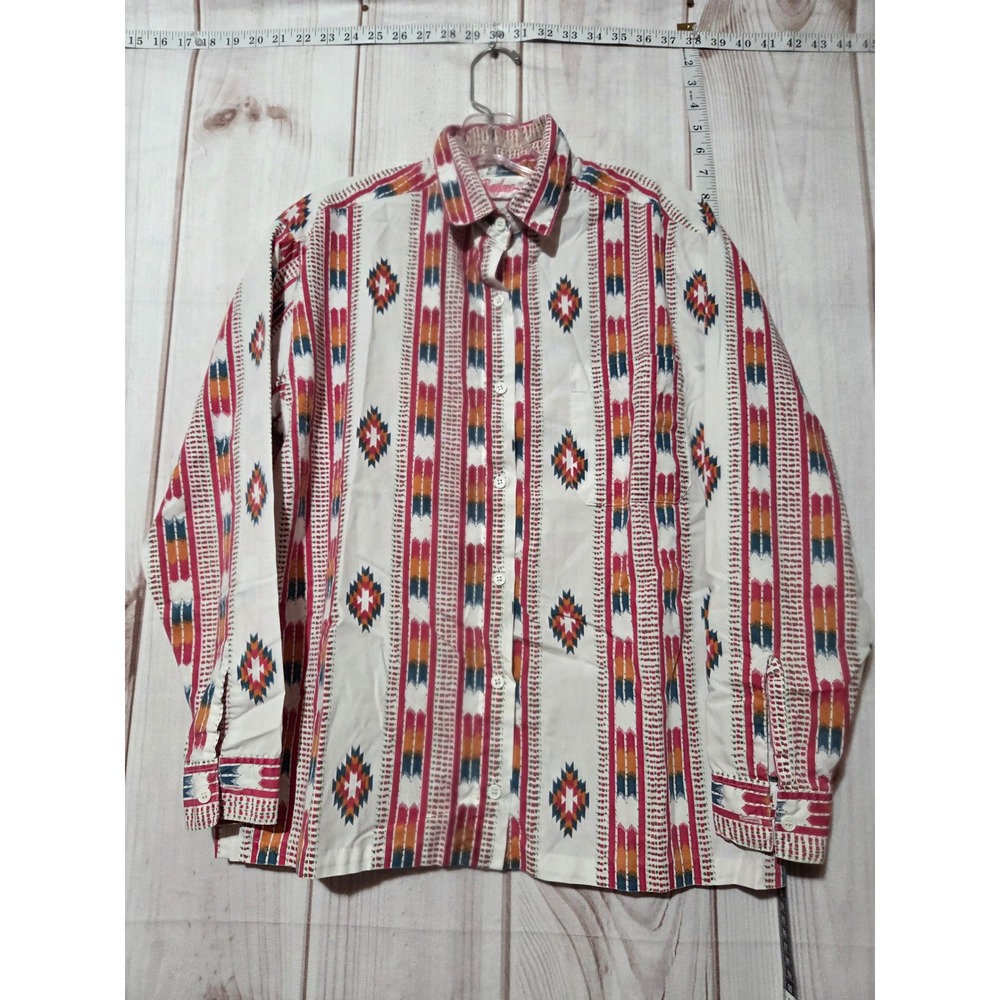Penny Lane Mens‎ Small Aztec Southwest Geometric Print Button Down Shirt Vintage